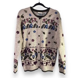 Northern Reflections Womens Size Small Floral Cardigan Wool Blend Granny Cottage